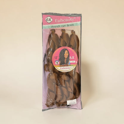 Eubeauty French Curl Braiding Hair 6X – 12” Pre-Looped Curly Braids